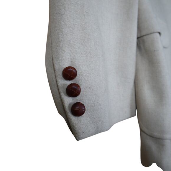 Bachrach Mens Elbow Patch Sport Coat Blazer Jacket Size L Cream Leather Buttons - Picture 3 of 14